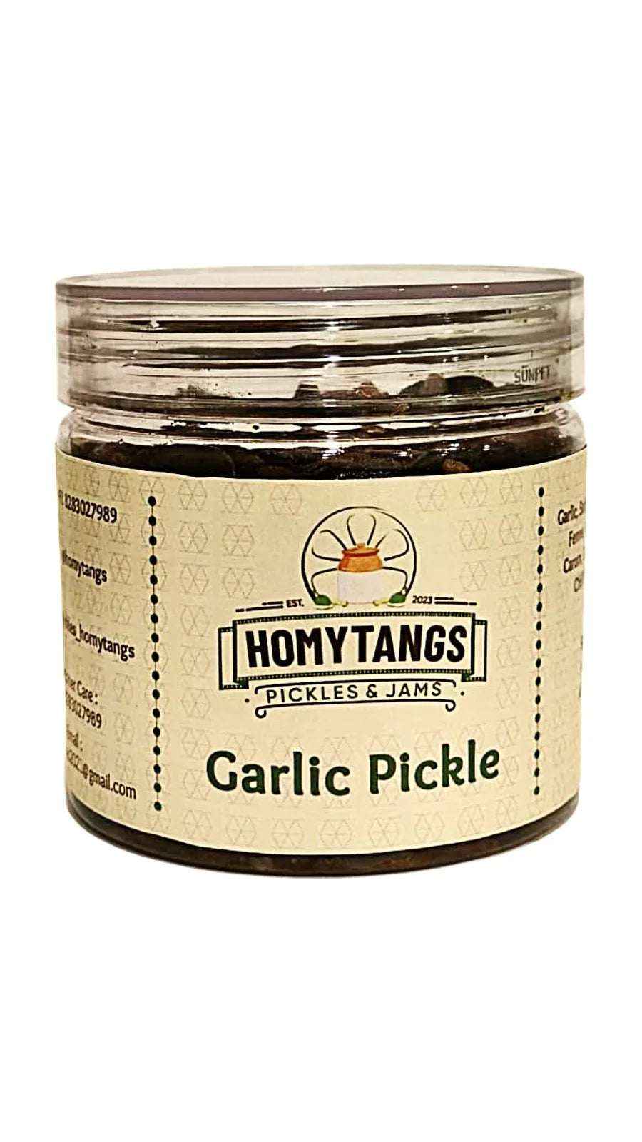 Homytangs Traditional Spicy Garlic Pickle 400gm | Authentic Tangy Indian Achar Garlic Pickle