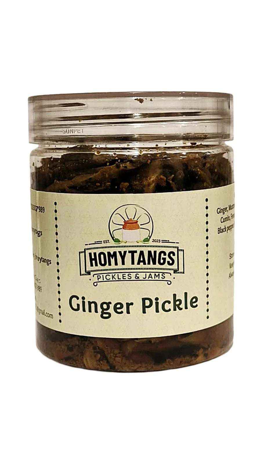 Homytangs Traditional Ginger Pickle 400gm | Spicy Tangy Authentic Indian Achar Ginger Pickle