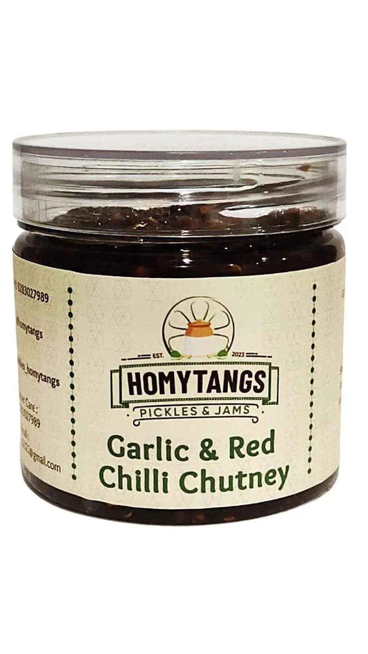 Homytangs Garlic Red Chilli Chtuney Pickle 400gm | Preservatives and Chemicals Free Chutney