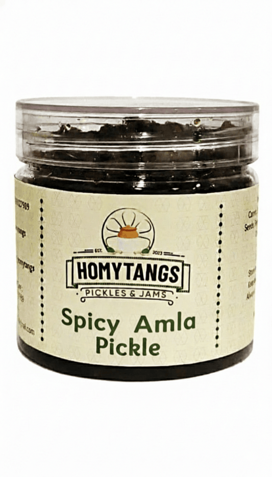 Homytangs Spicy Amla Pickle 500g - Fiery Homemade Punjabi Pickle with Green Chilli, Immunity Boost No Preservative - HomyTangs
