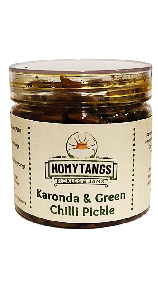Homytangs Karonda Ka Achar 400g - Homemade Punjabi Pickle with Green Chilli, Tangy Spicy No Chemicals.