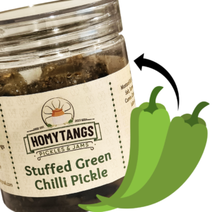 HOMYTANGS Stuffed Green Chilli Pickle - 500gm